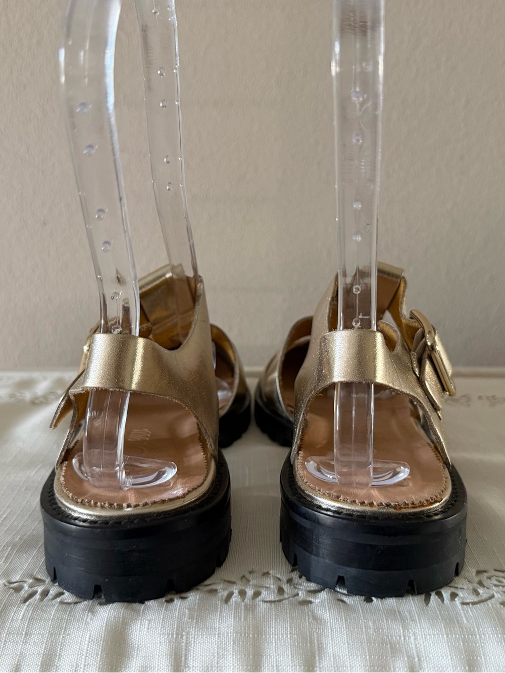 J. Crew Lug Sole Fisherman Sandal Metallic Gold Size 8.5 - Picture 6 of 7